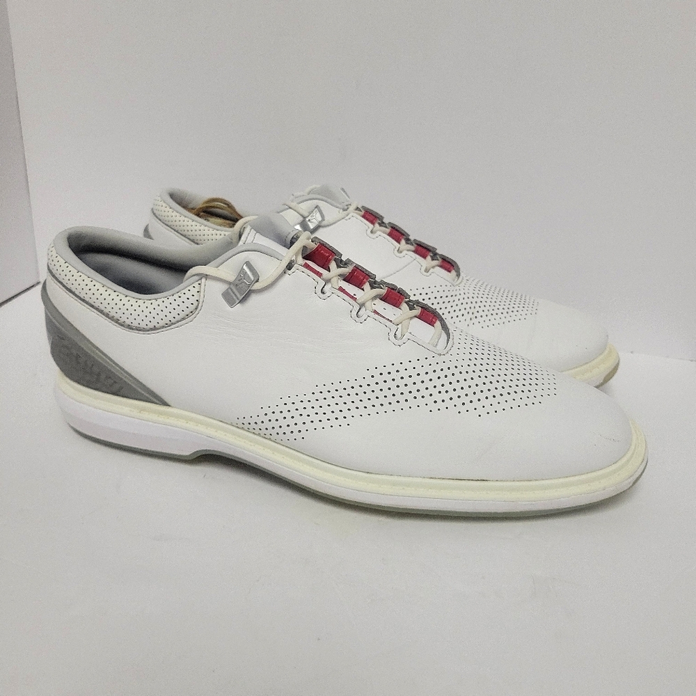 Nike White Gray Athletic Golf Shoes with Red Accents